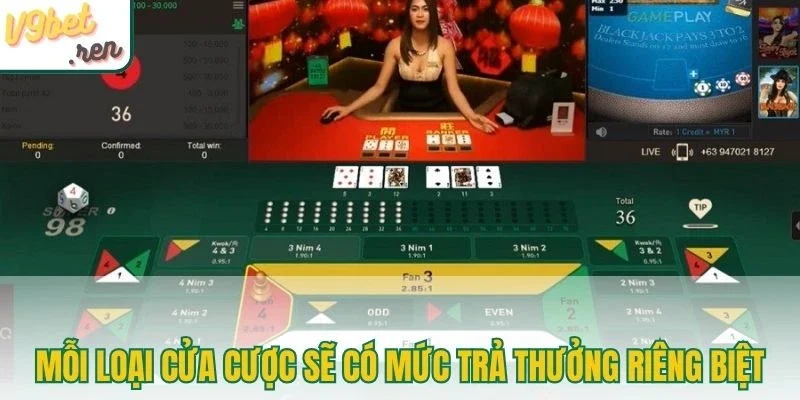 Mỗi loại cửa cược sẽ có mức trả thưởng riêng biệt